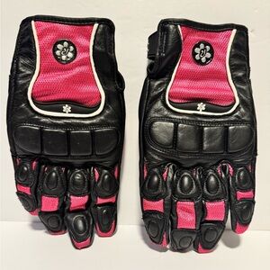 Joe Rocket Women’s M/L Motorcycle Gloves Black Pink Flower Detail